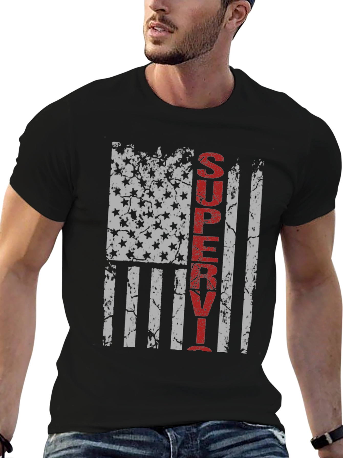 Super Y T-Shirt USA Flag Distressed Graphic Tee