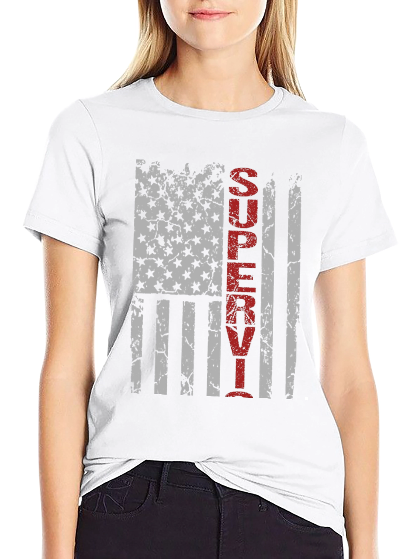 Super Y T-Shirt USA Flag Distressed Graphic Tee
