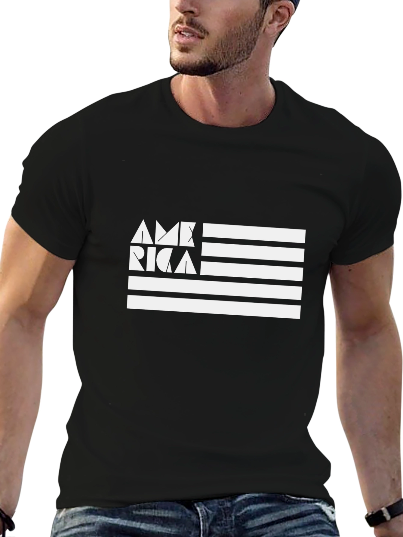 USA Flag Graphic Tee - Black