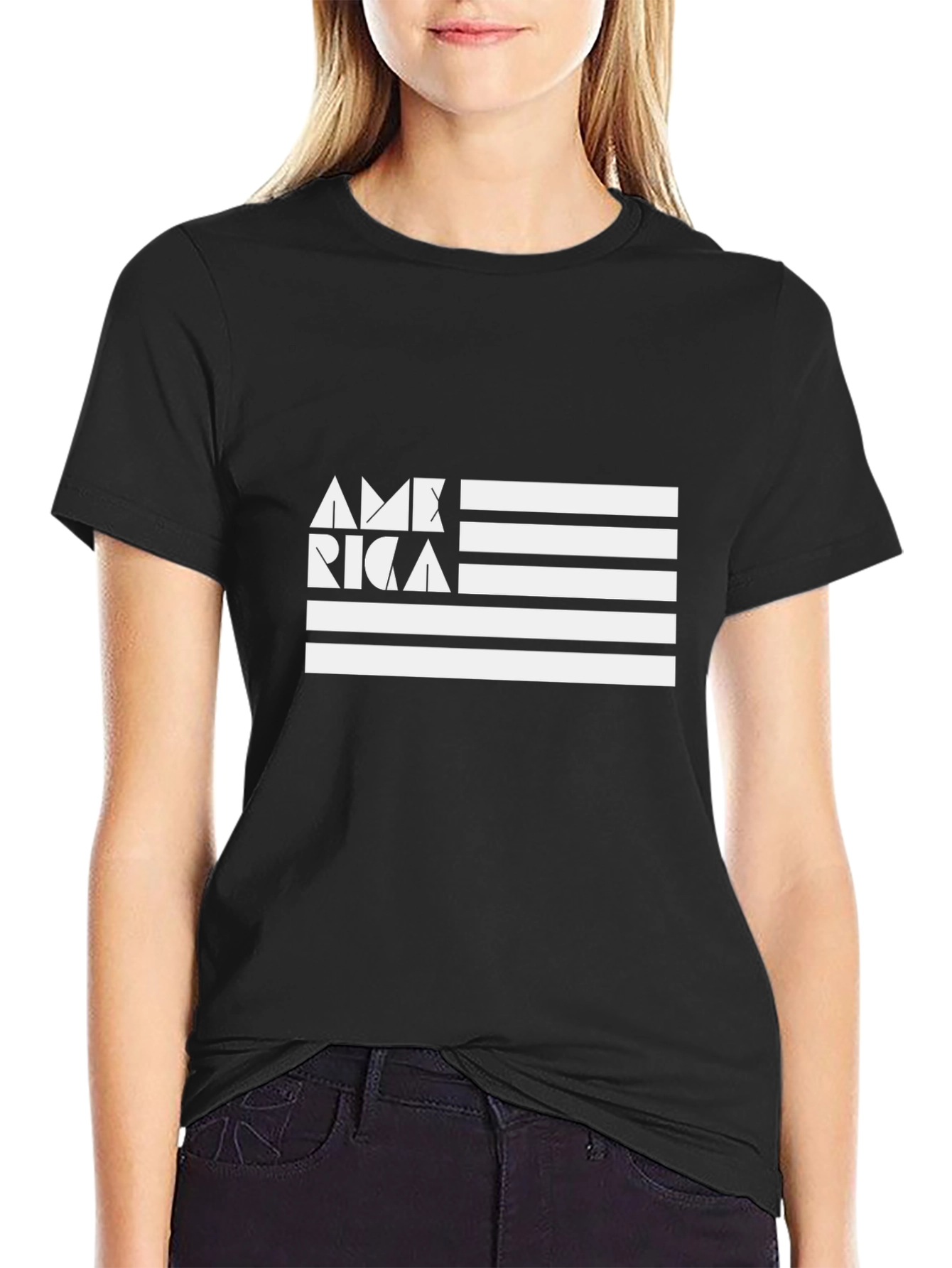 USA Flag Graphic Tee - Black