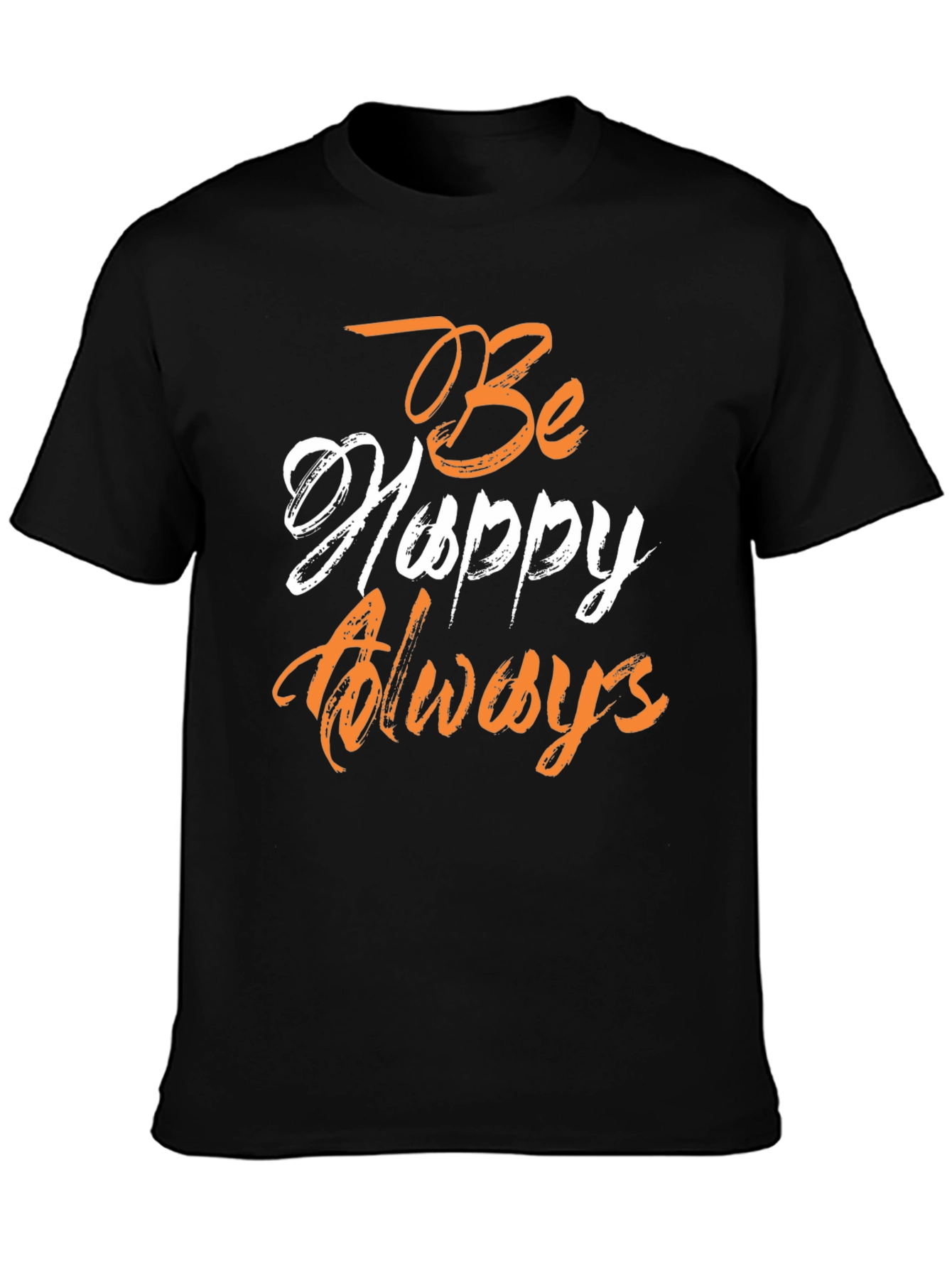 Be Happy Always Graphic Tee - Black Casual Shirt