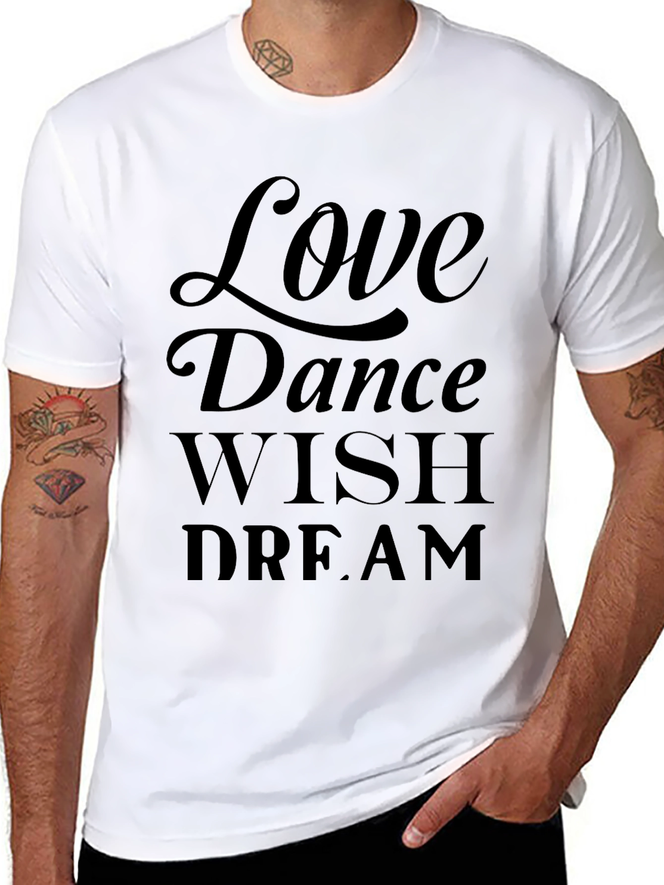 Love Dance Wish Dream Black Graphic Tee