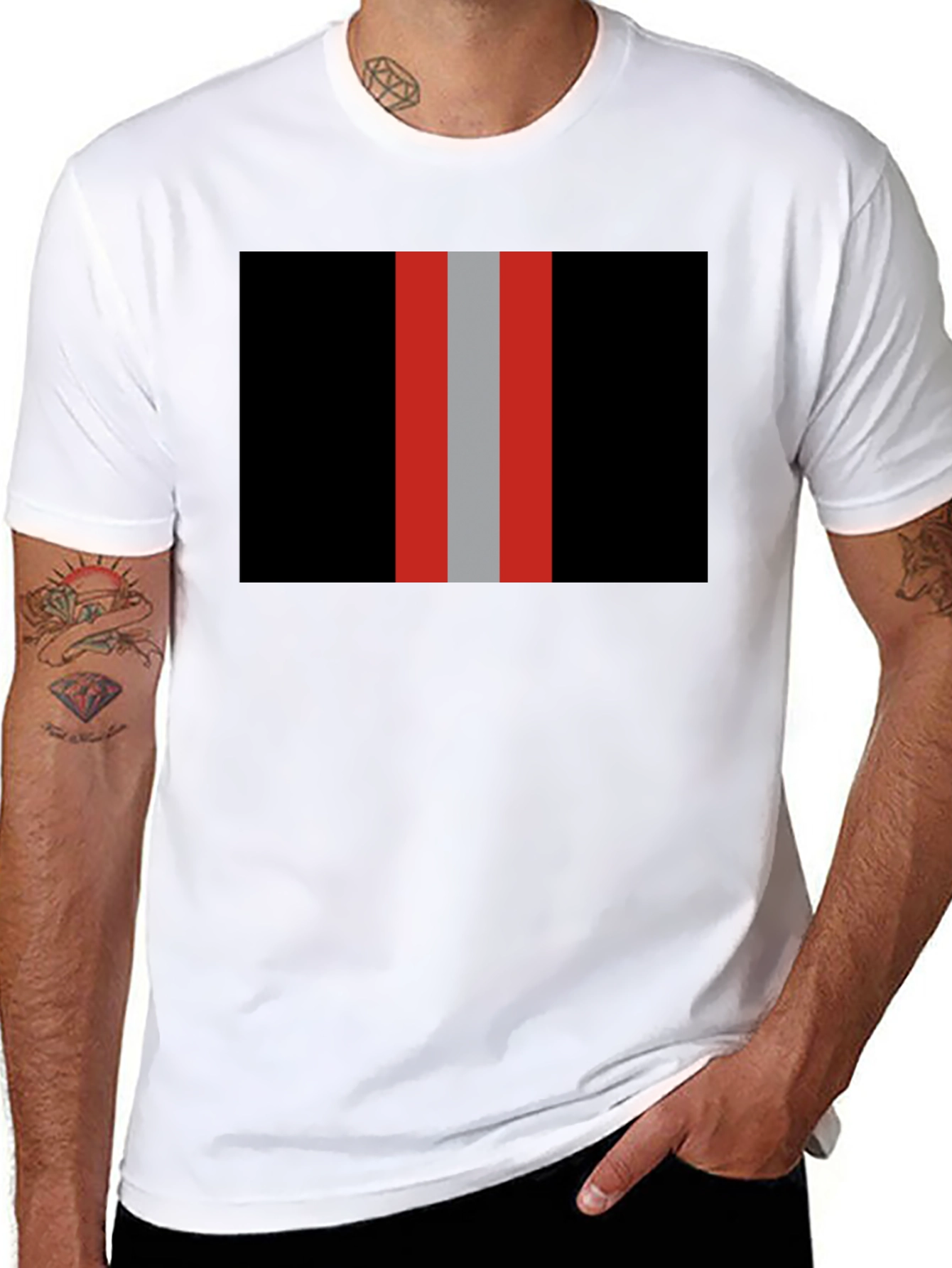 Striped Graphic Tee - Black with Bold Stripes