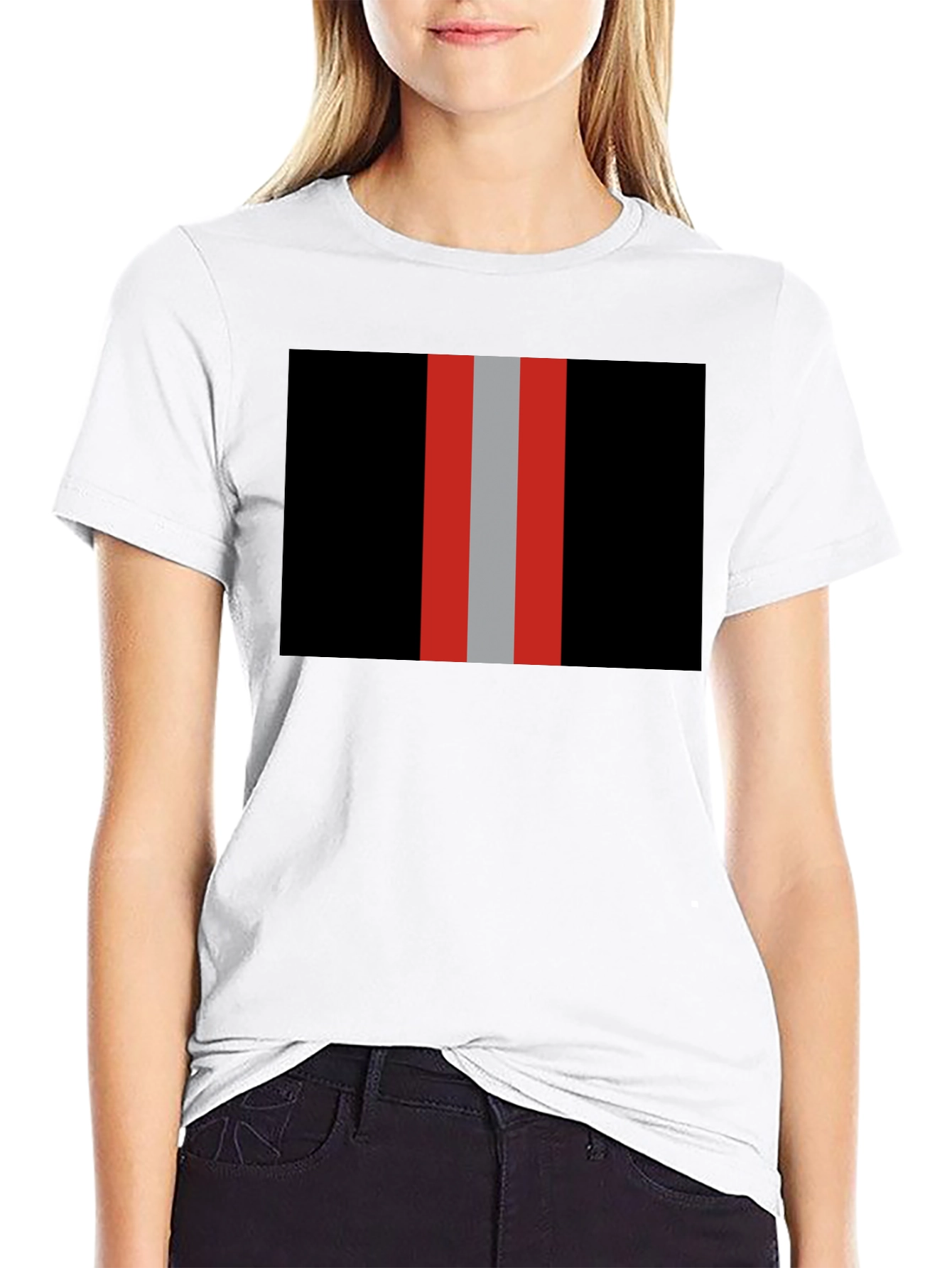 Striped Graphic Tee - Black with Bold Stripes