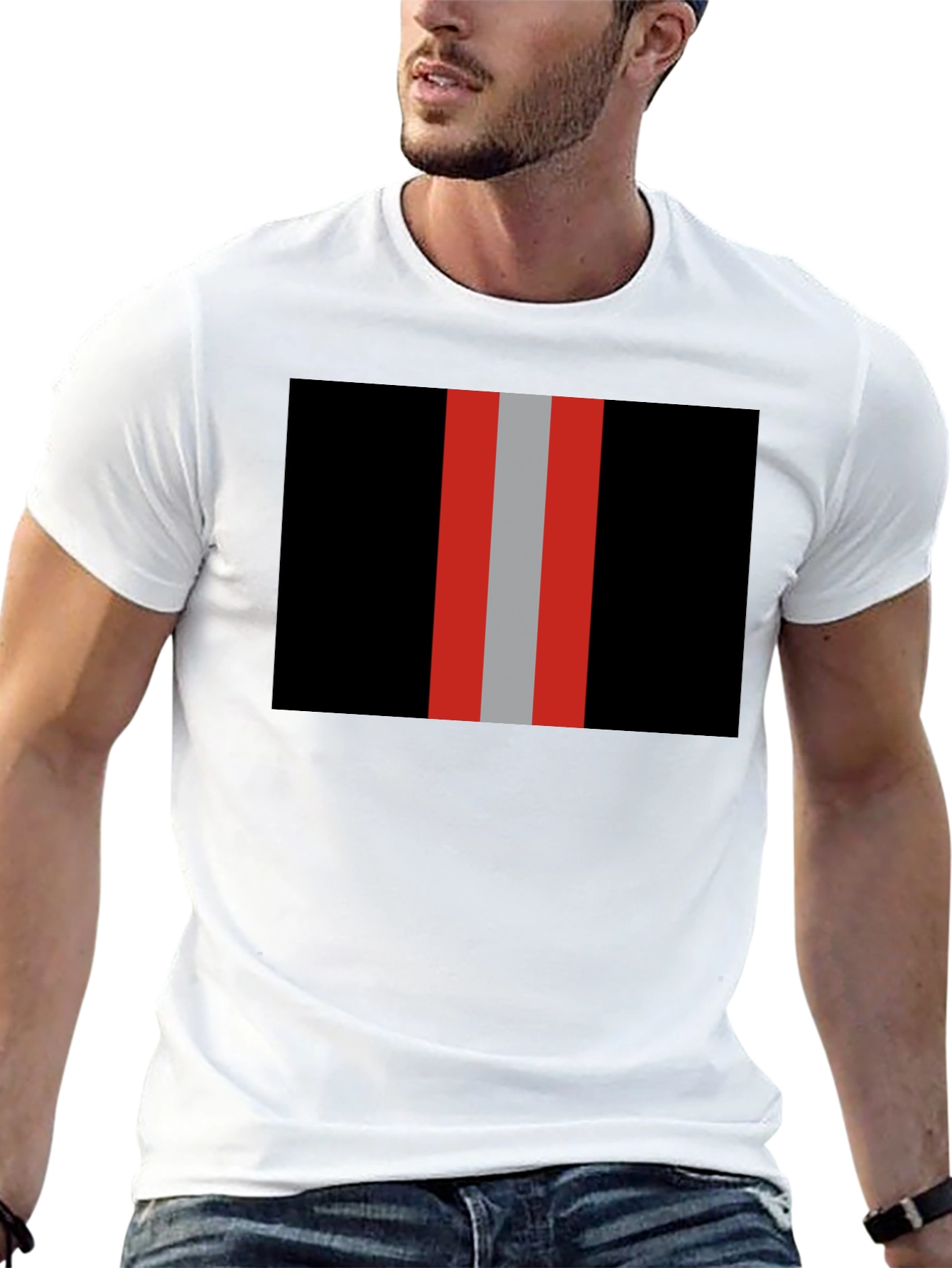 Striped Graphic Tee - Black with Bold Stripes