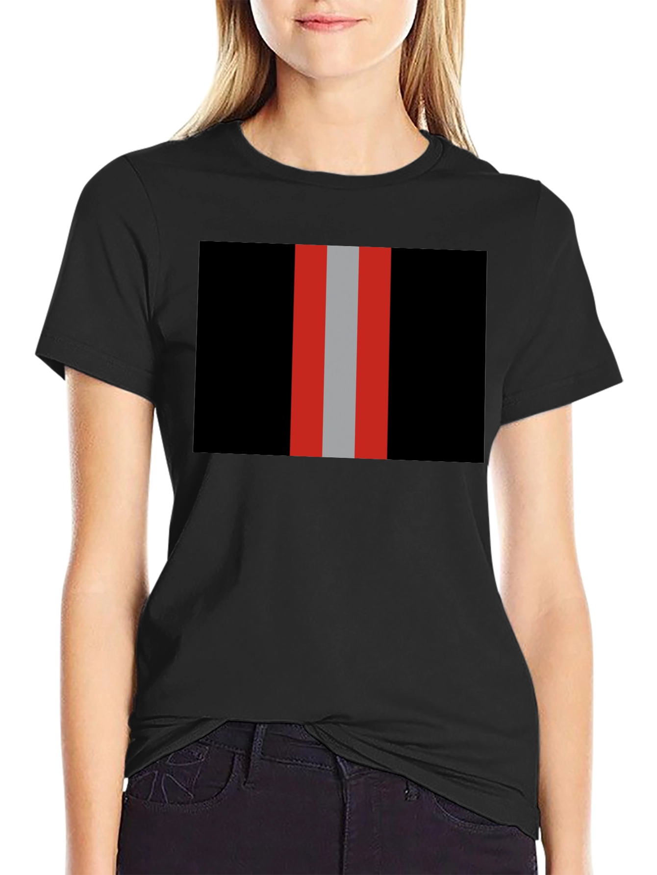 Striped Graphic Tee - Black with Bold Stripes
