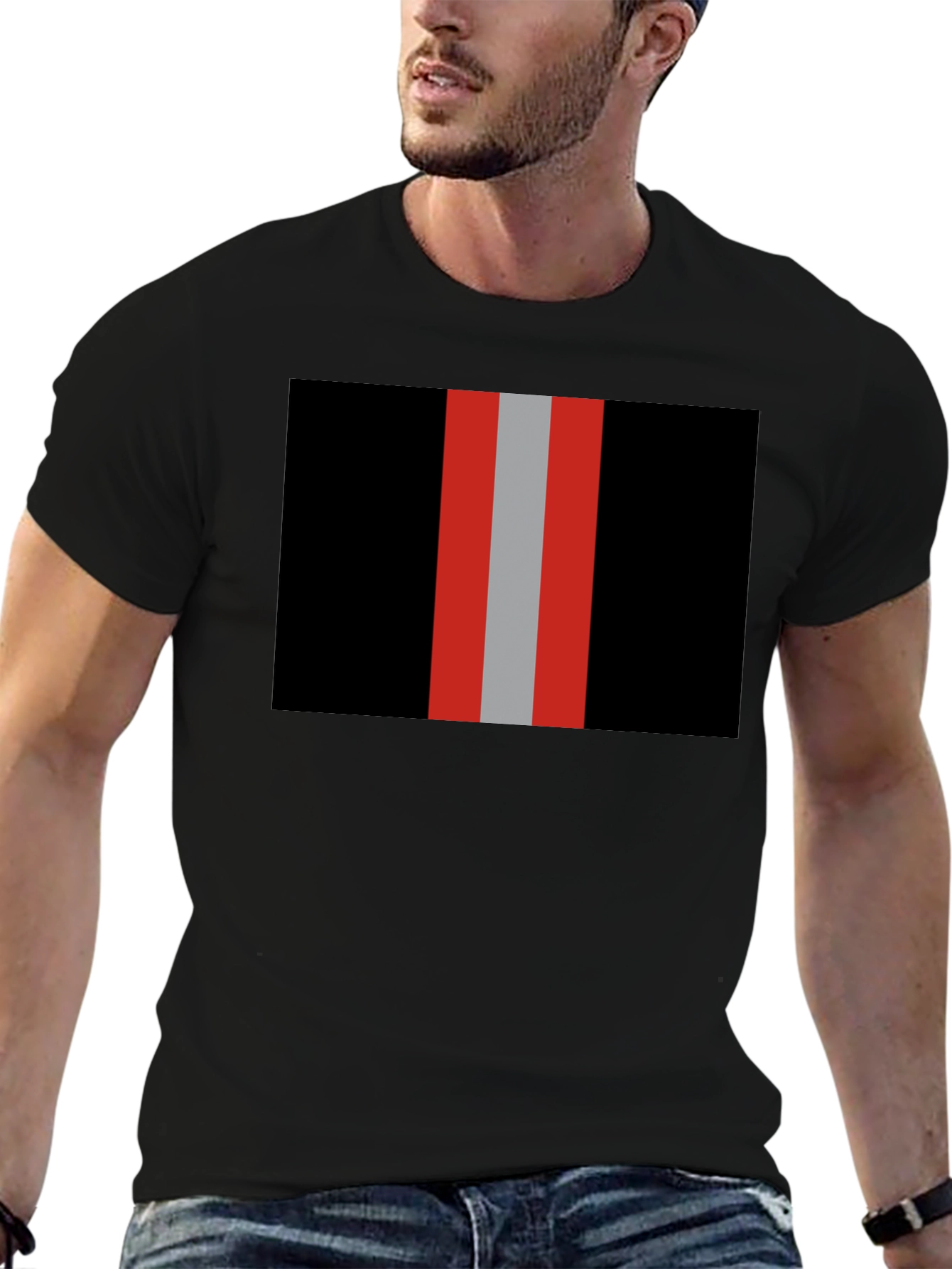 Striped Graphic Tee - Black with Bold Stripes