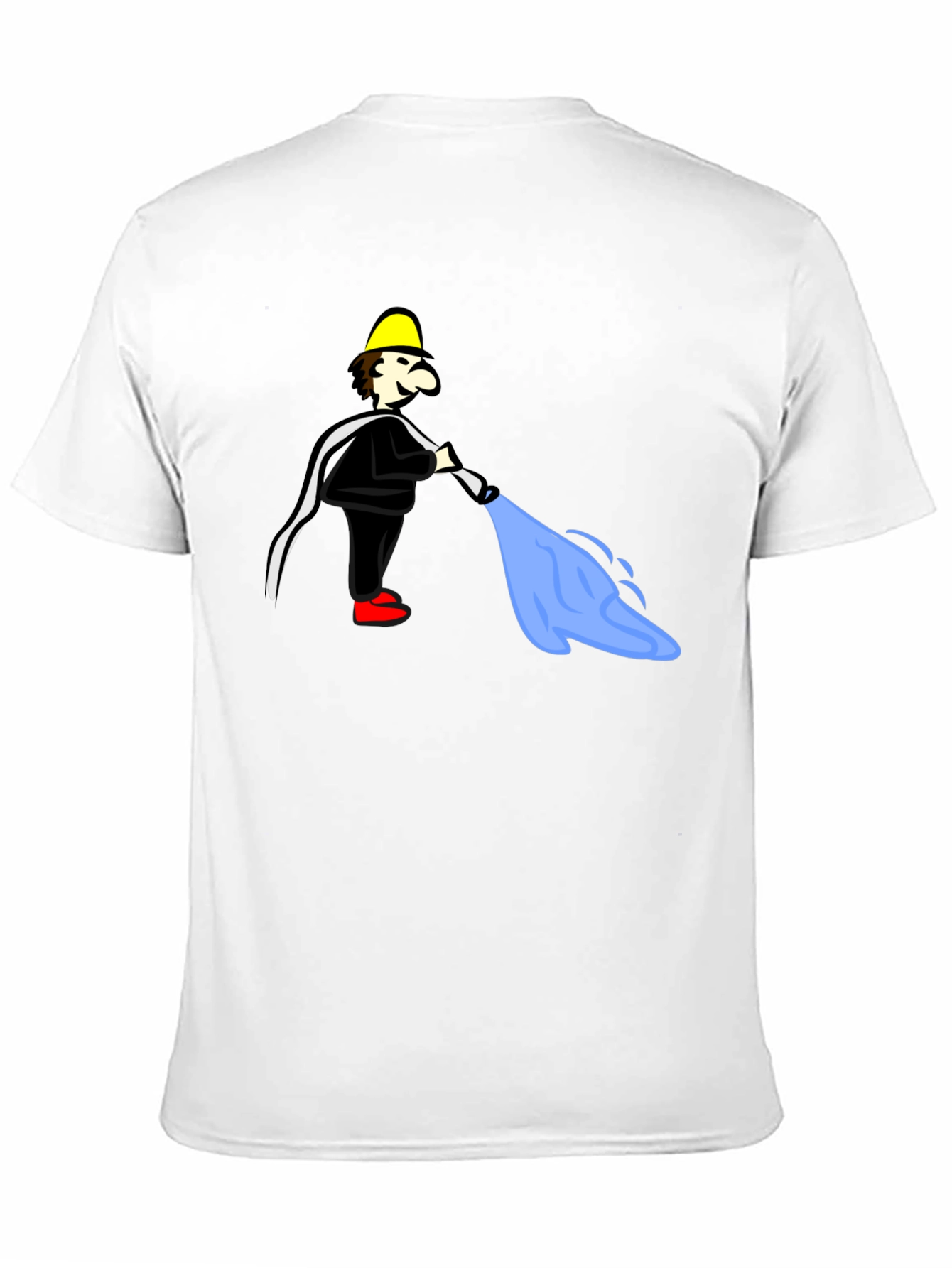 Cartoon Fireman Humor Black T-Shirt