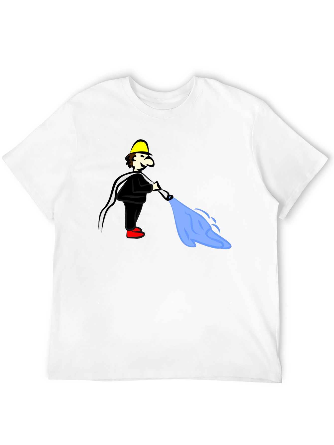 Cartoon Fireman Humor Black T-Shirt