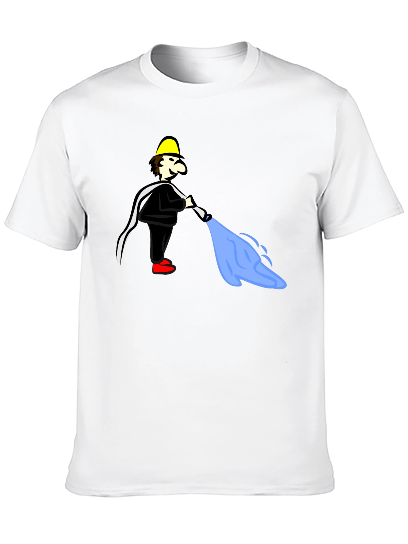 Cartoon Fireman Humor Black T-Shirt