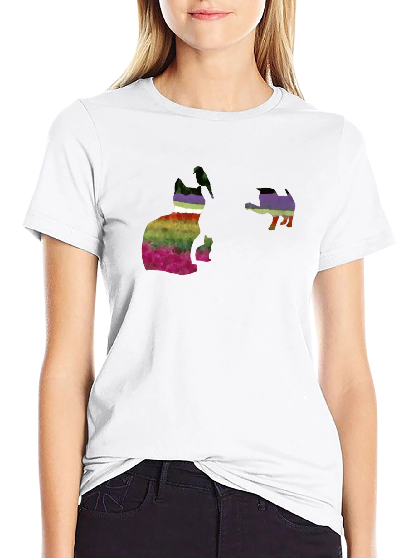 Rainbow Cat & Hedgehog Graphic Tee