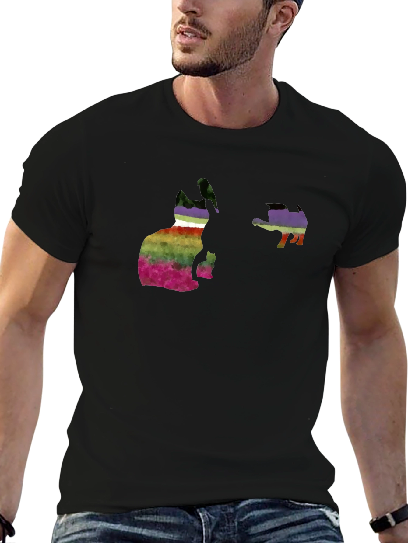 Rainbow Cat & Hedgehog Graphic Tee
