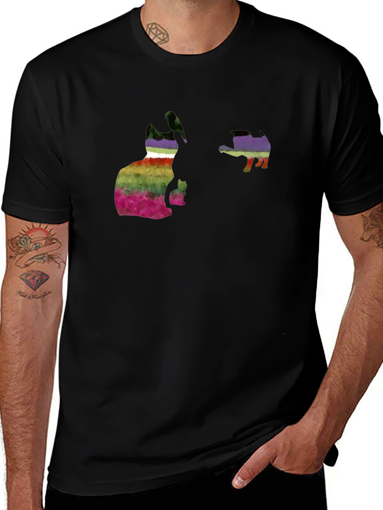 Rainbow Cat & Hedgehog Graphic Tee