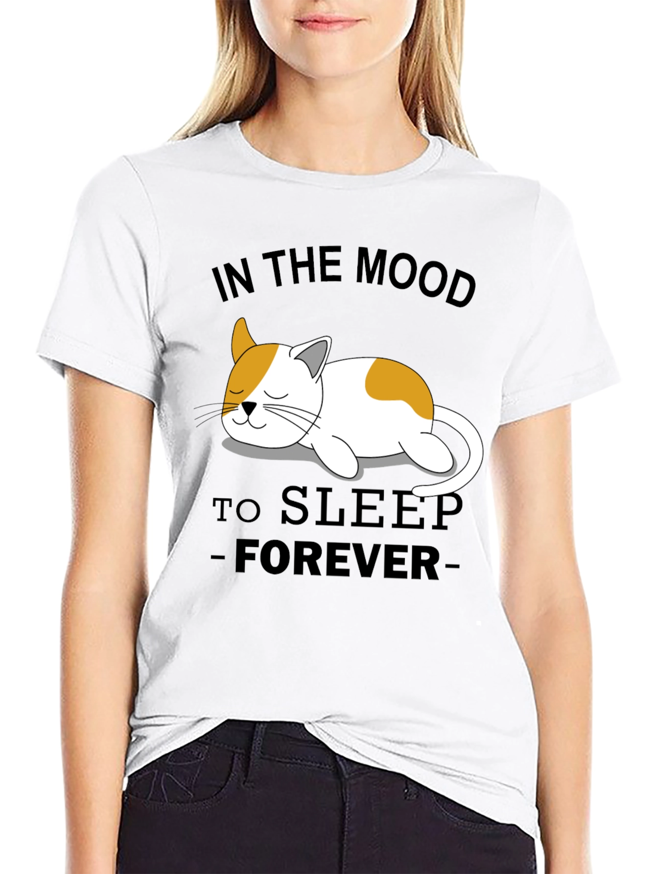 Mood to Sleep Forever Cat Graphic T-Shirt