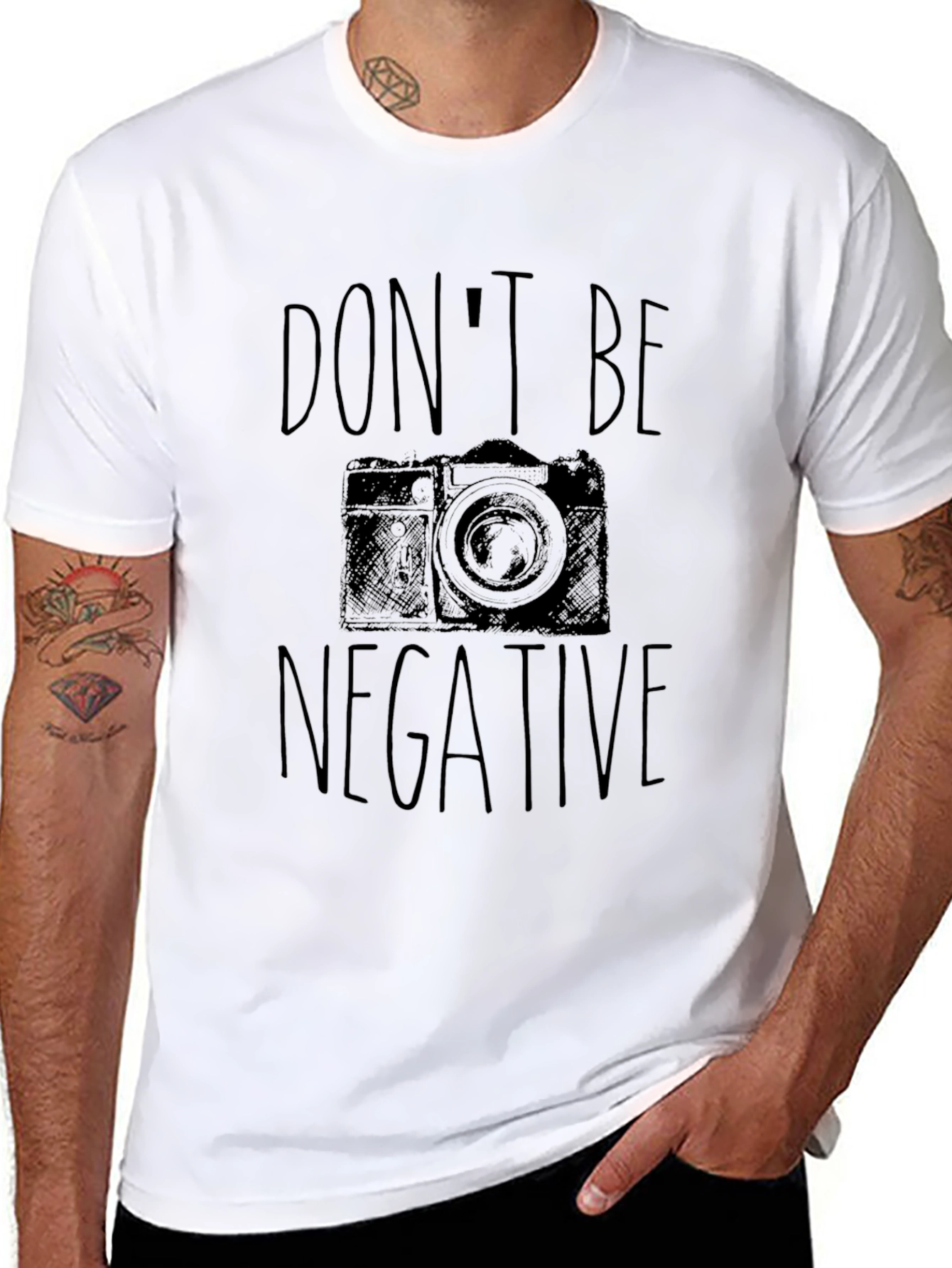 Dont Be Negative Camera Graphic T-Shirt