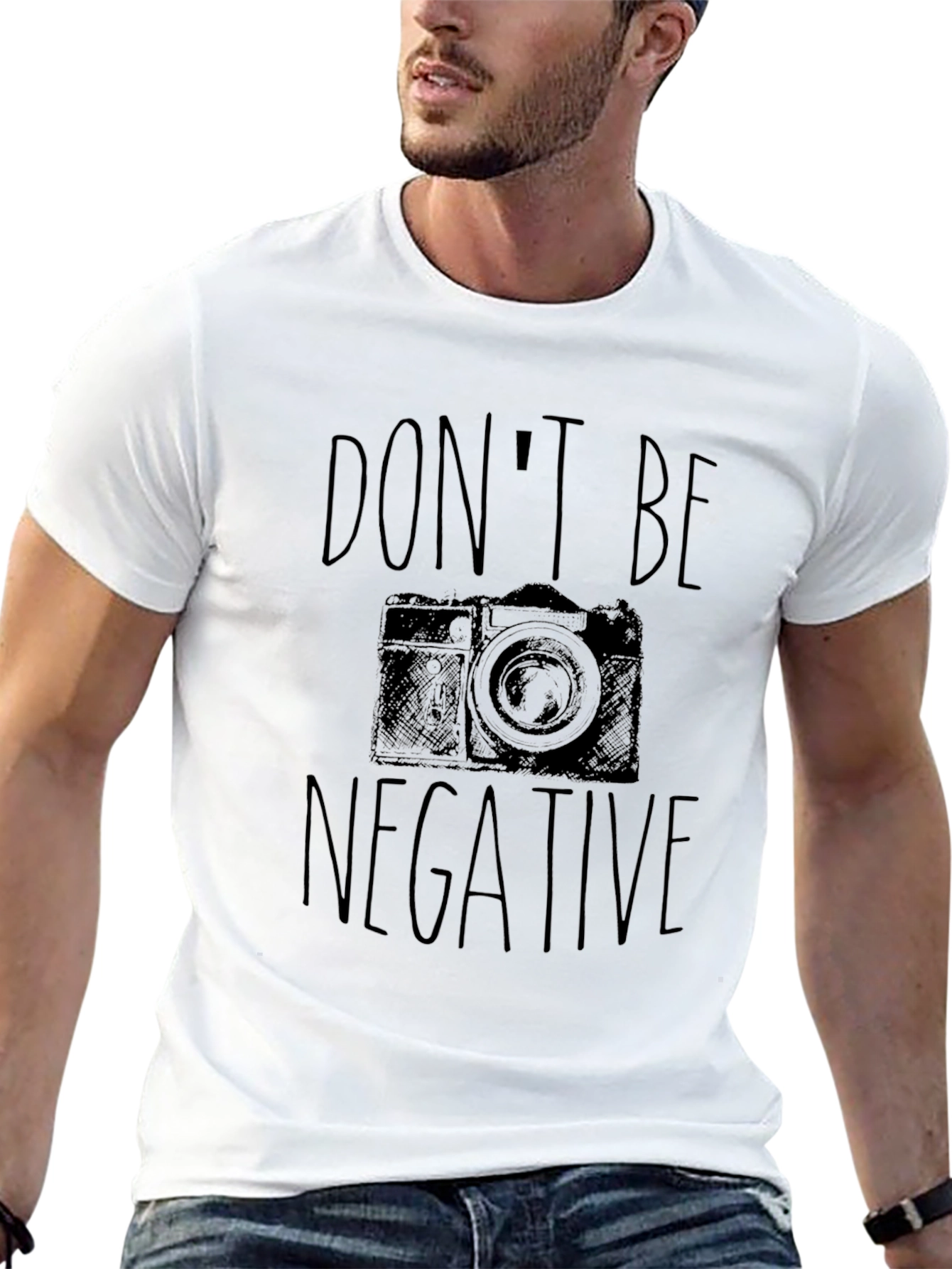 Dont Be Negative Camera Graphic T-Shirt