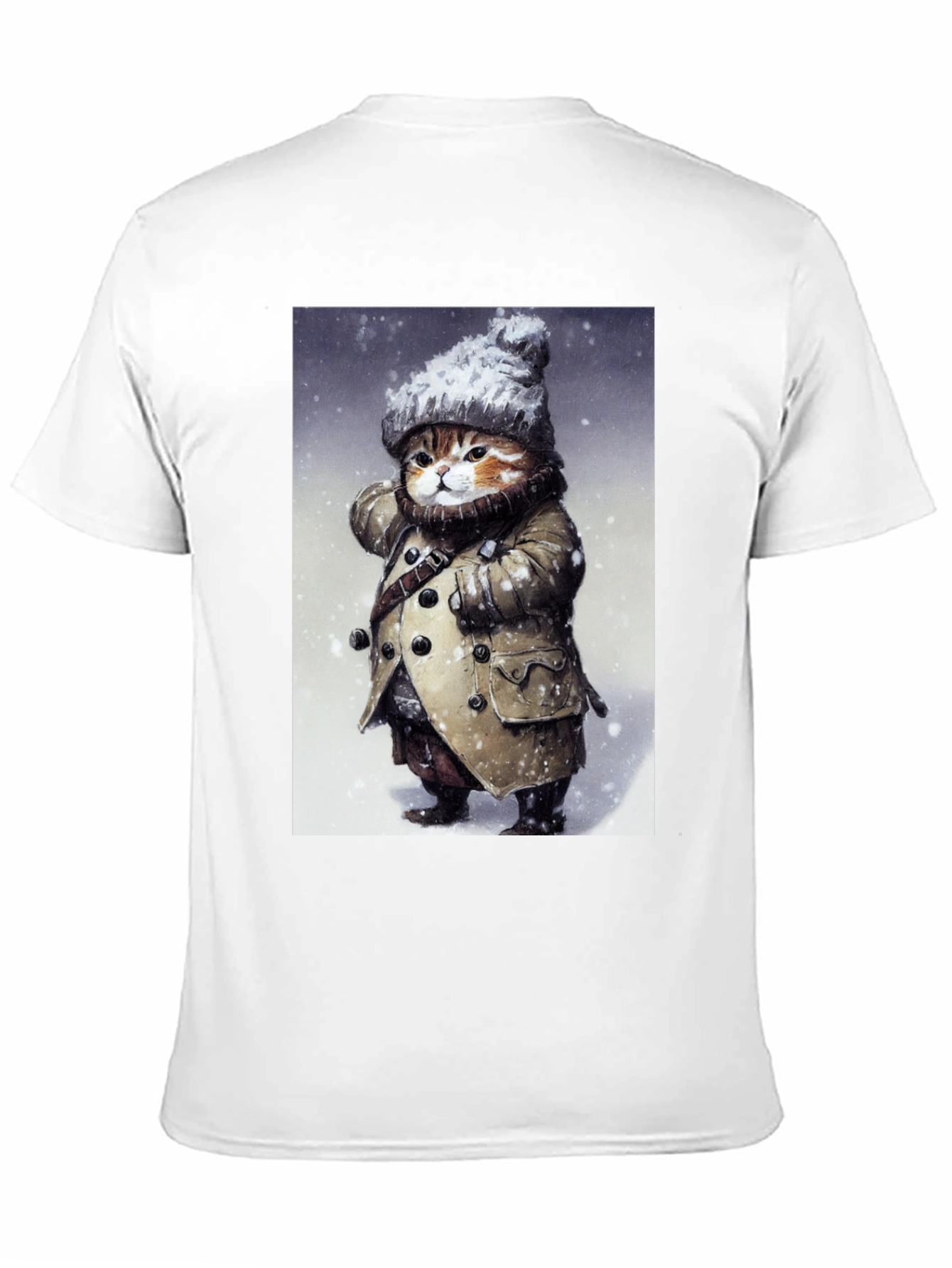 Winter Cat in Coat T-Shirt - Unique Graphic Tee