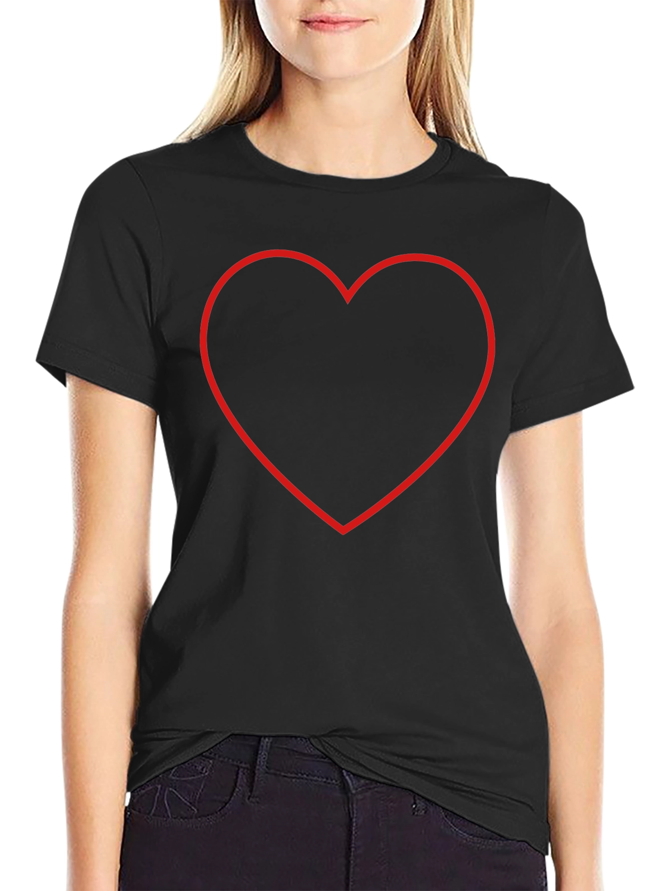 Heart Outline Black T-Shirt