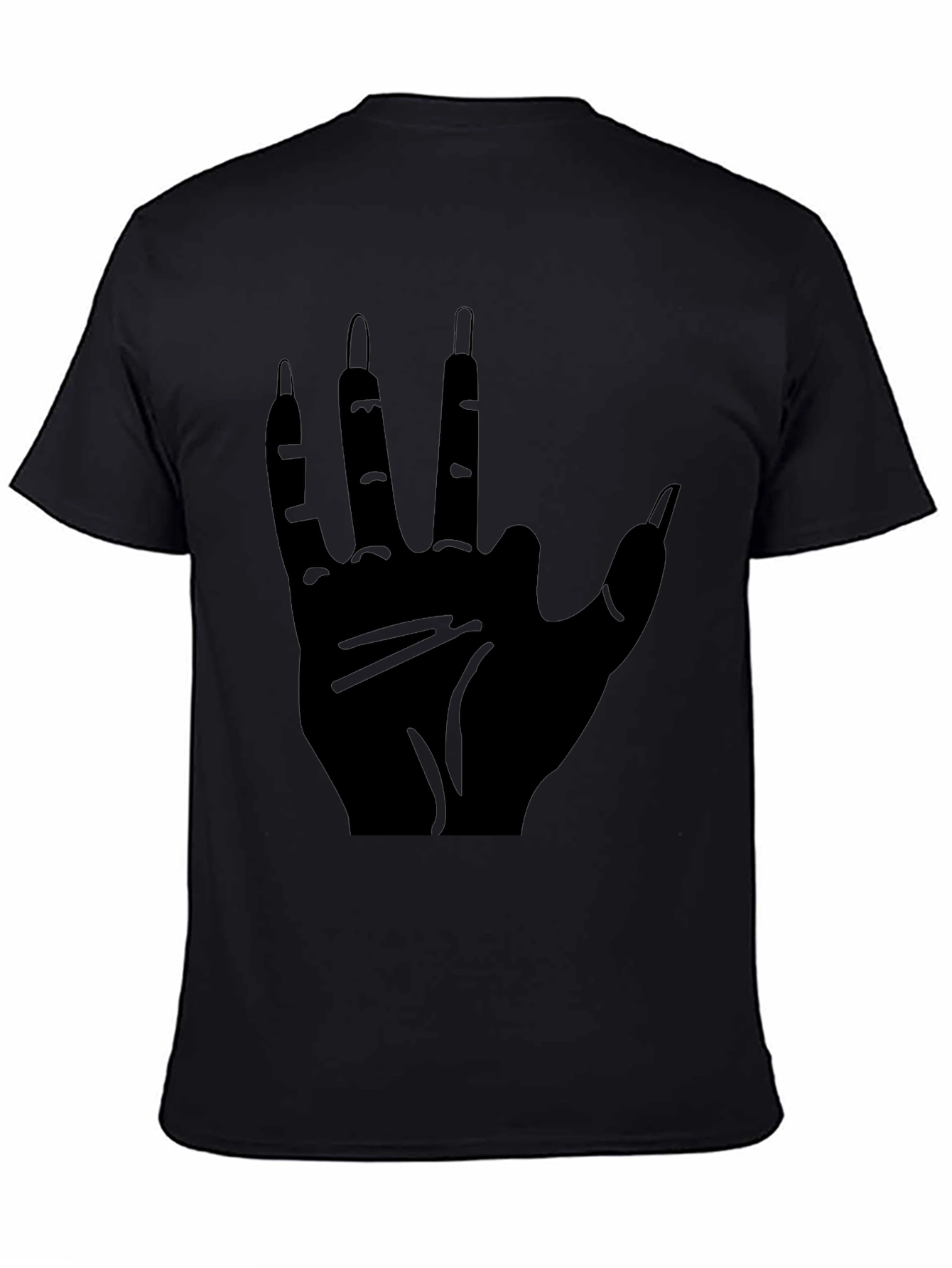 Mens Black T-Shirt with Hand Graphic
