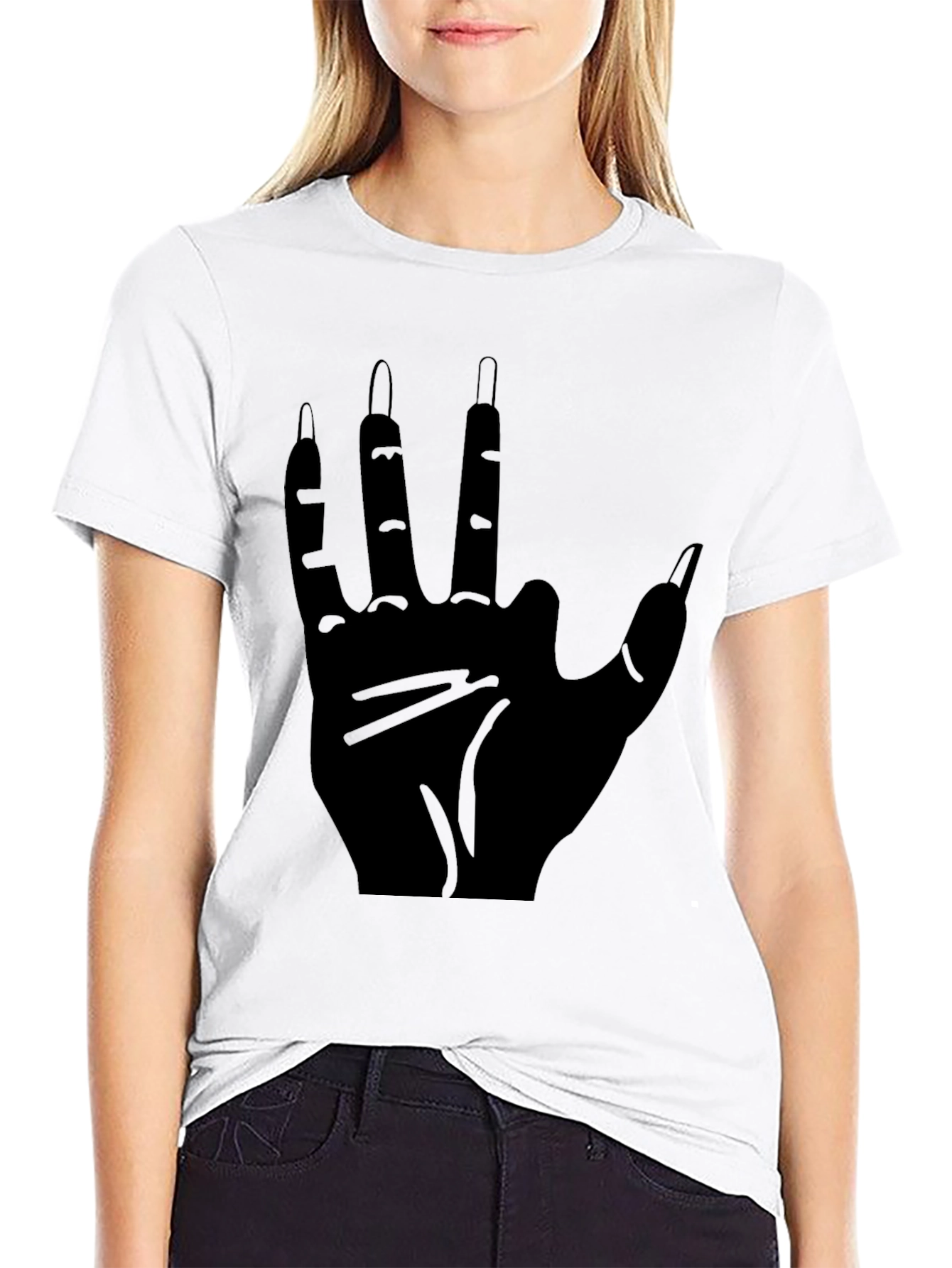Mens Black T-Shirt with Hand Graphic