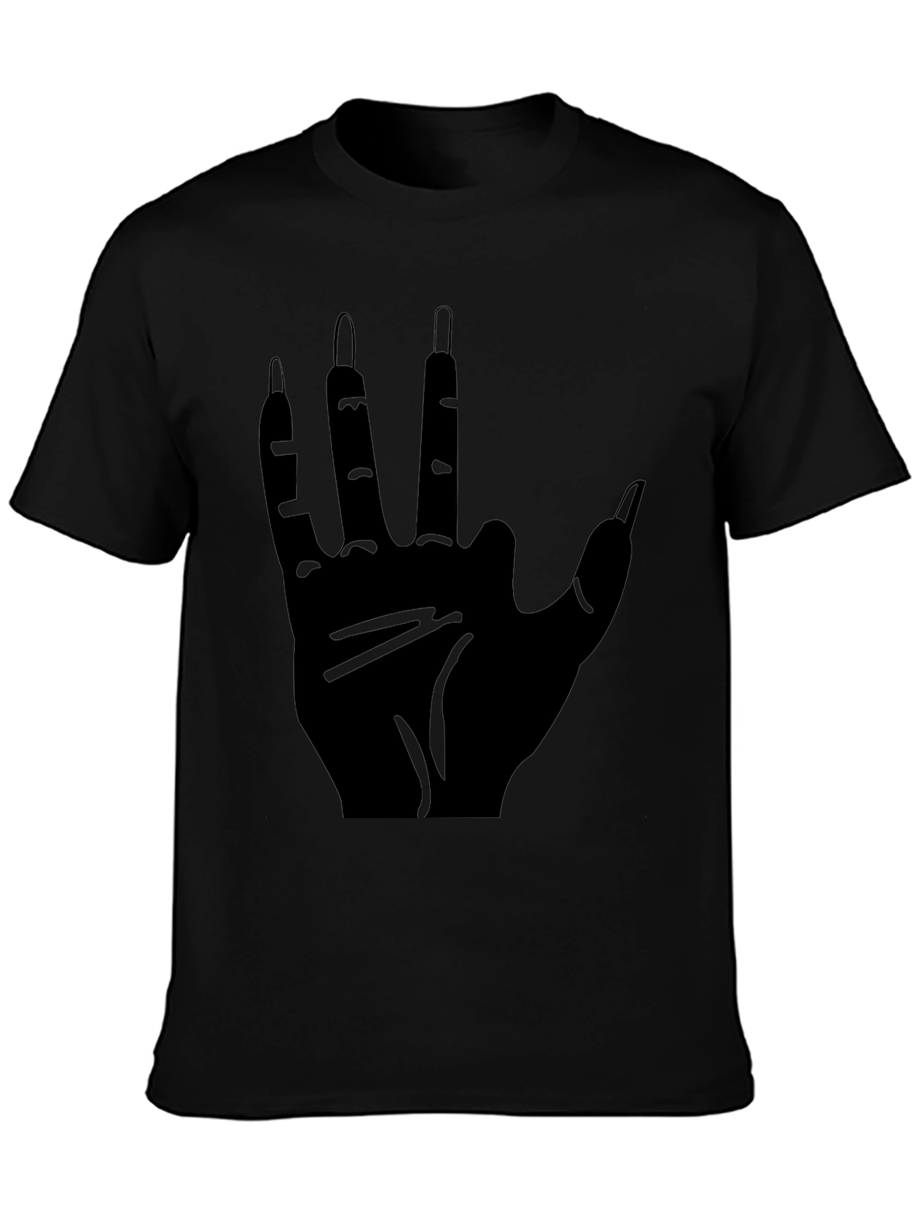 Mens Black T-Shirt with Hand Graphic