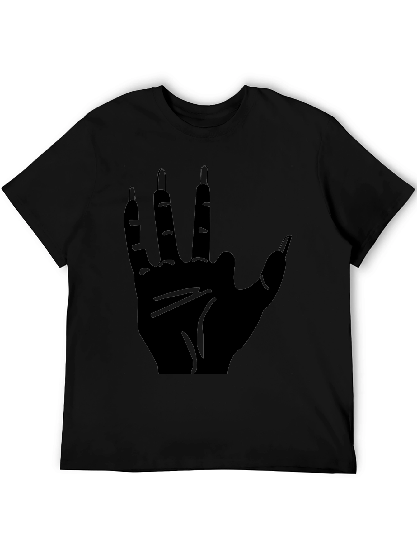 Mens Black T-Shirt with Hand Graphic