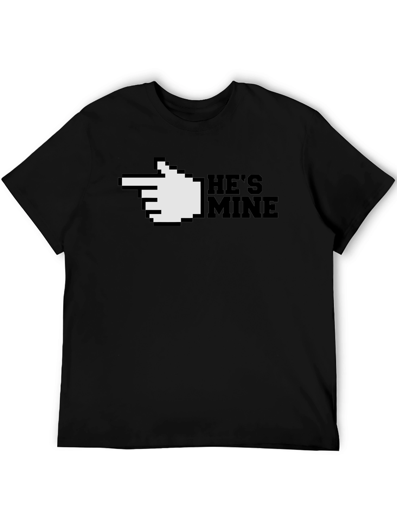 Hes Mine T-Shirt - Pixel Hand Pointing Graphic Tee