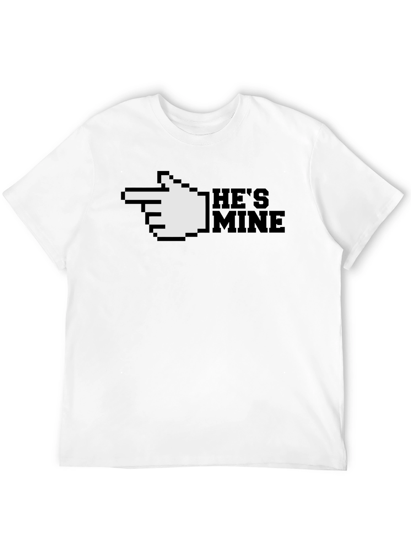Hes Mine T-Shirt - Pixel Hand Pointing Graphic Tee