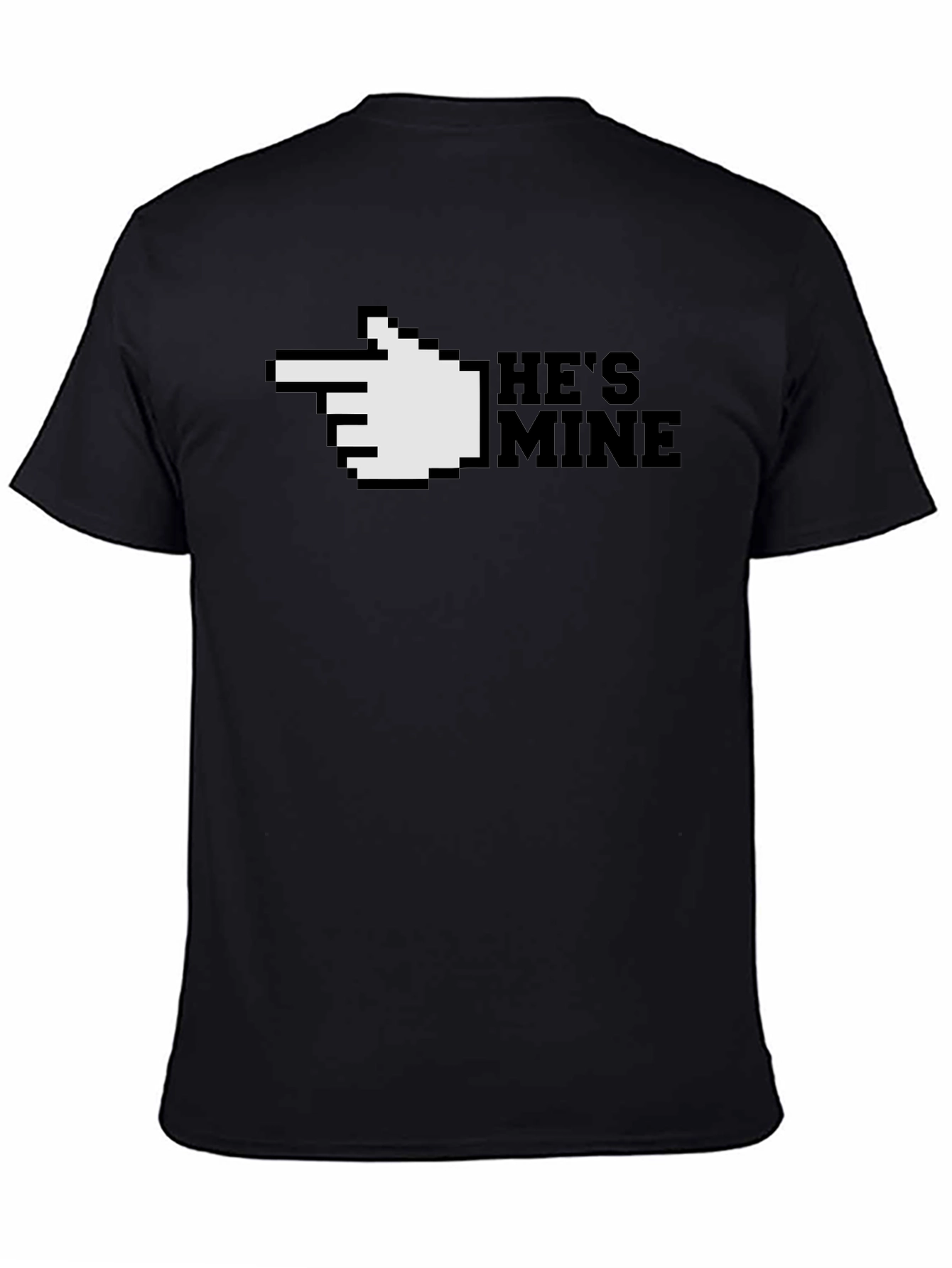 Hes Mine T-Shirt - Pixel Hand Pointing Graphic Tee