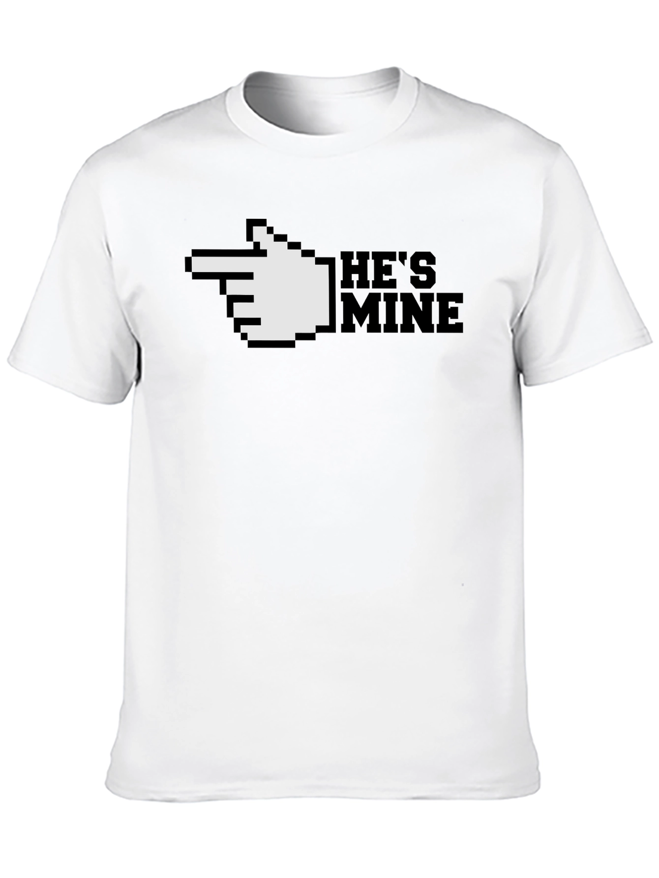 Hes Mine T-Shirt - Pixel Hand Pointing Graphic Tee