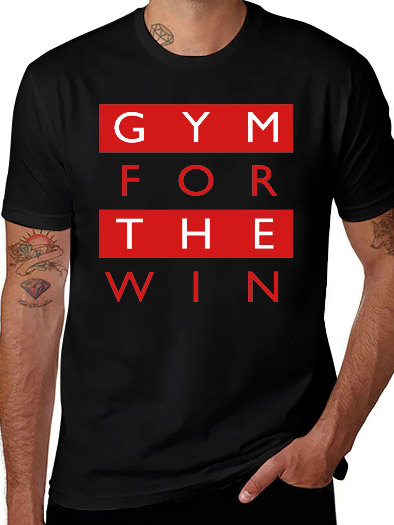 Gym for the Win Mens Black Graphic T-Shirt