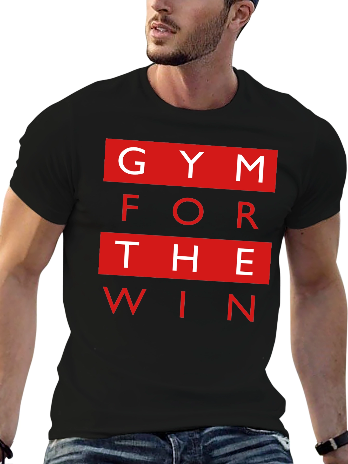 Gym for the Win Mens Black Graphic T-Shirt