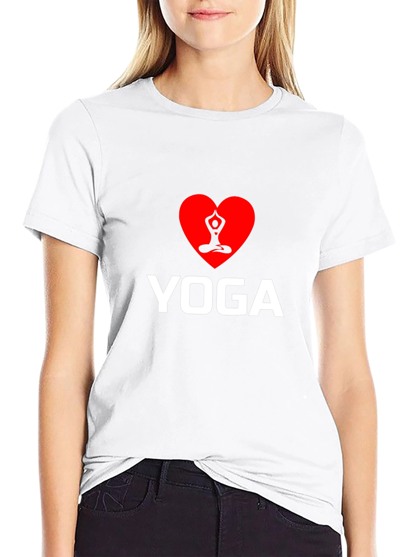 I Heart Yoga - Black Crewneck T-Shirt