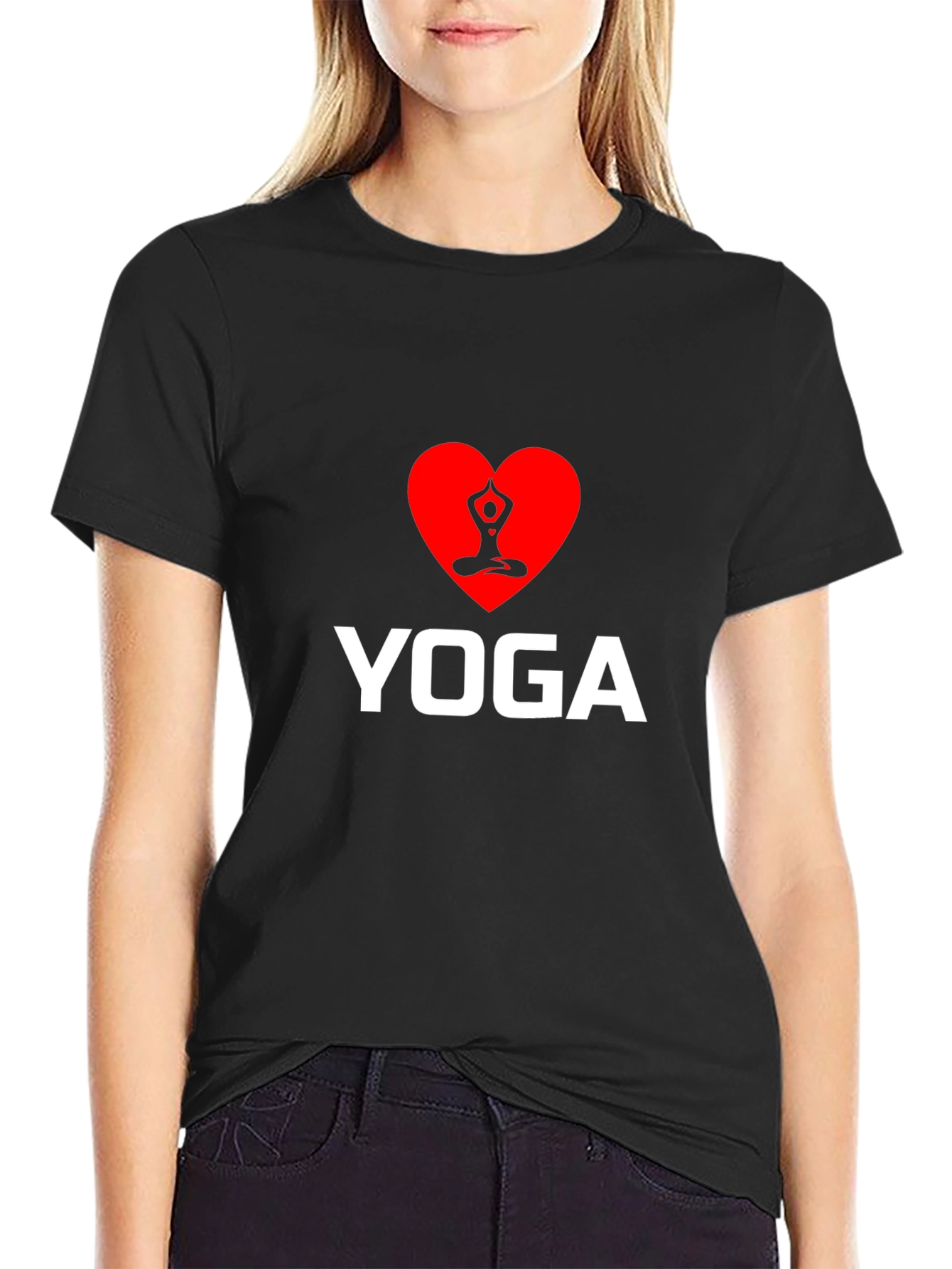 I Heart Yoga - Black Crewneck T-Shirt