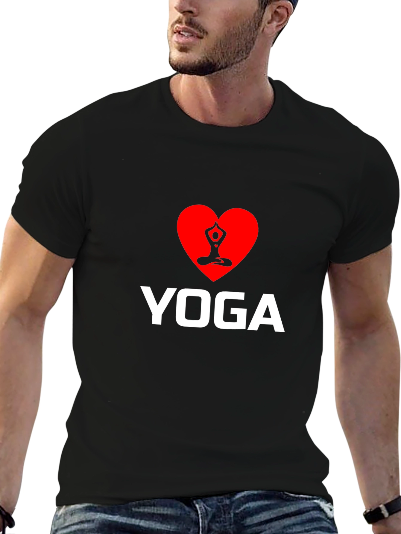 I Heart Yoga - Black Crewneck T-Shirt