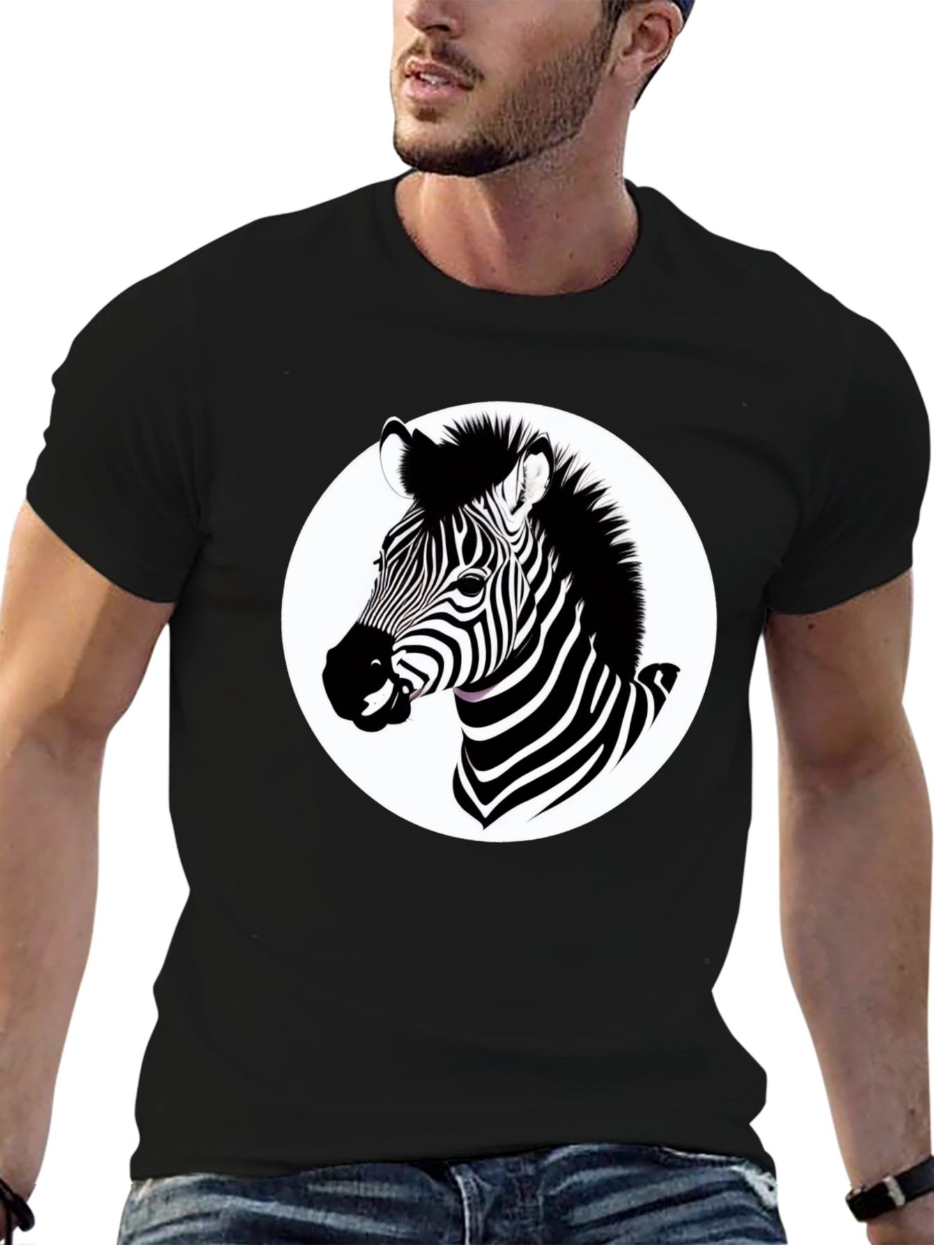 Zebra Graphic T-Shirt - Black Cotton Blend Tee