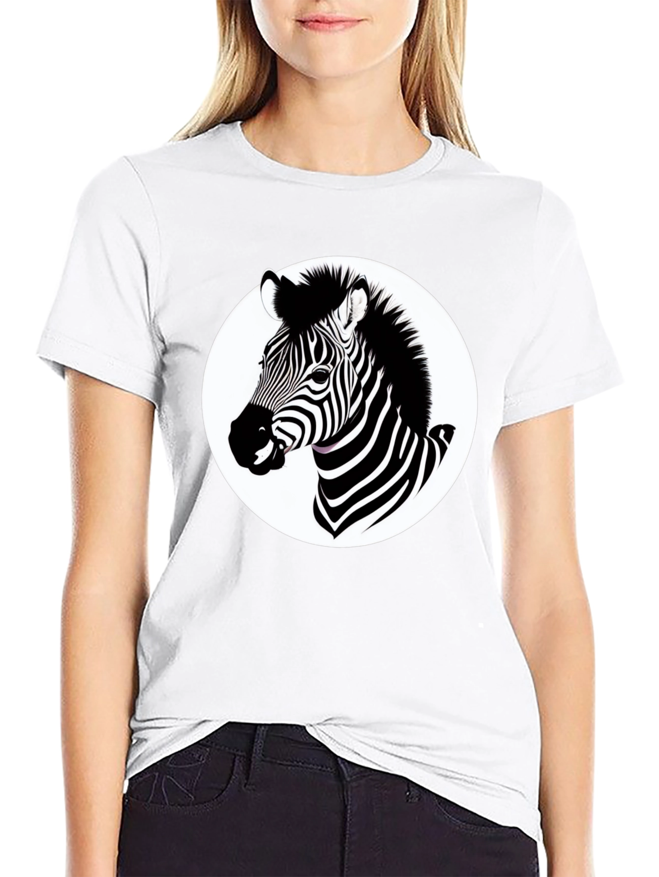 Zebra Graphic T-Shirt - Black Cotton Blend Tee
