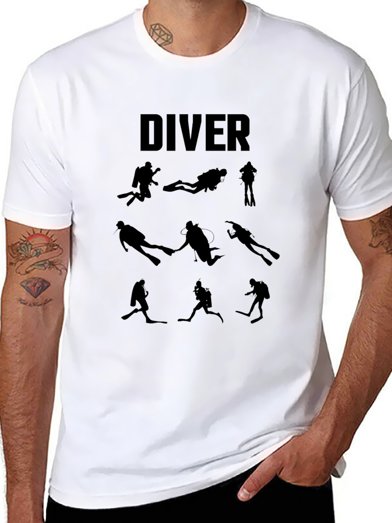Diver Silhouette Graphic Tee - Scuba Diving T-Shirt