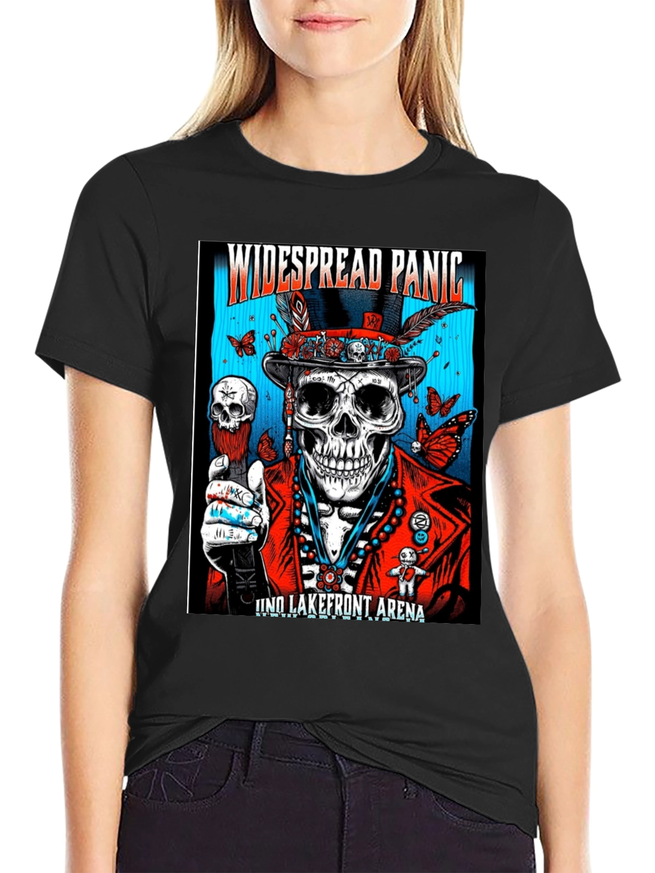 Widespread Panic Black T-Shirt Skeleton Voodoo Man