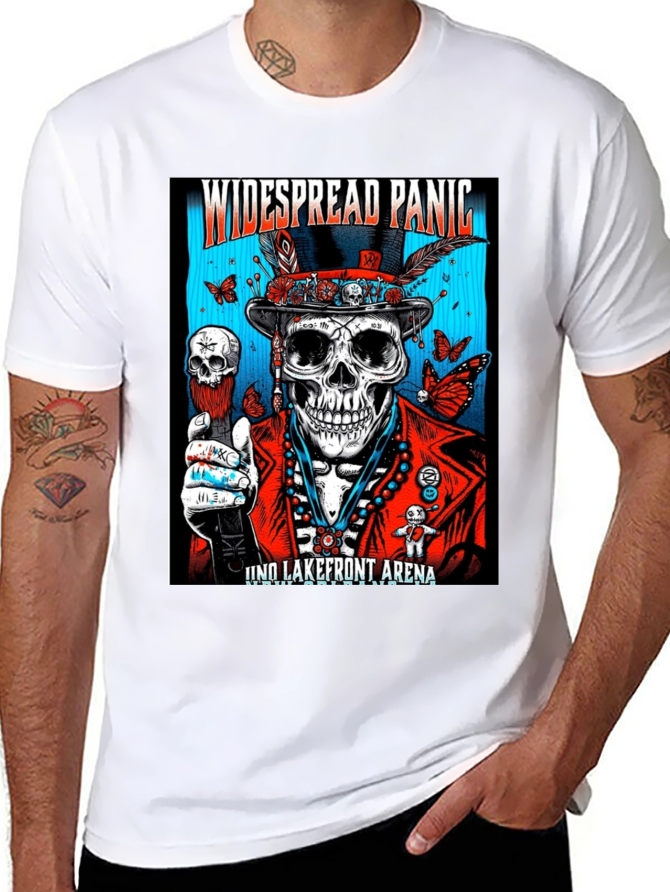 Widespread Panic Black T-Shirt Skeleton Voodoo Man