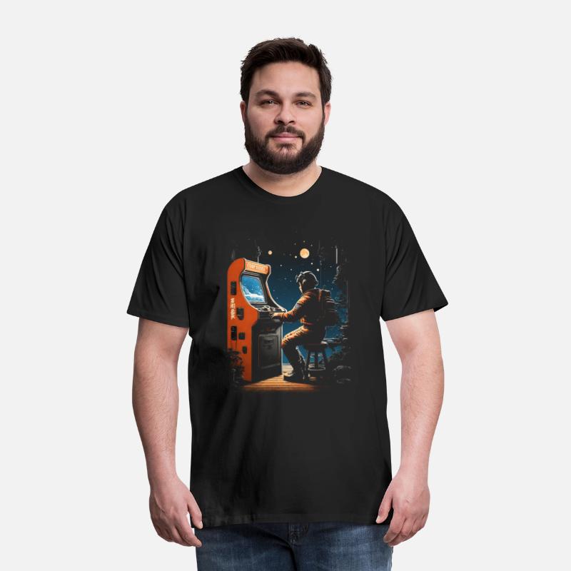 Lost Astronaut playing retro arcade console