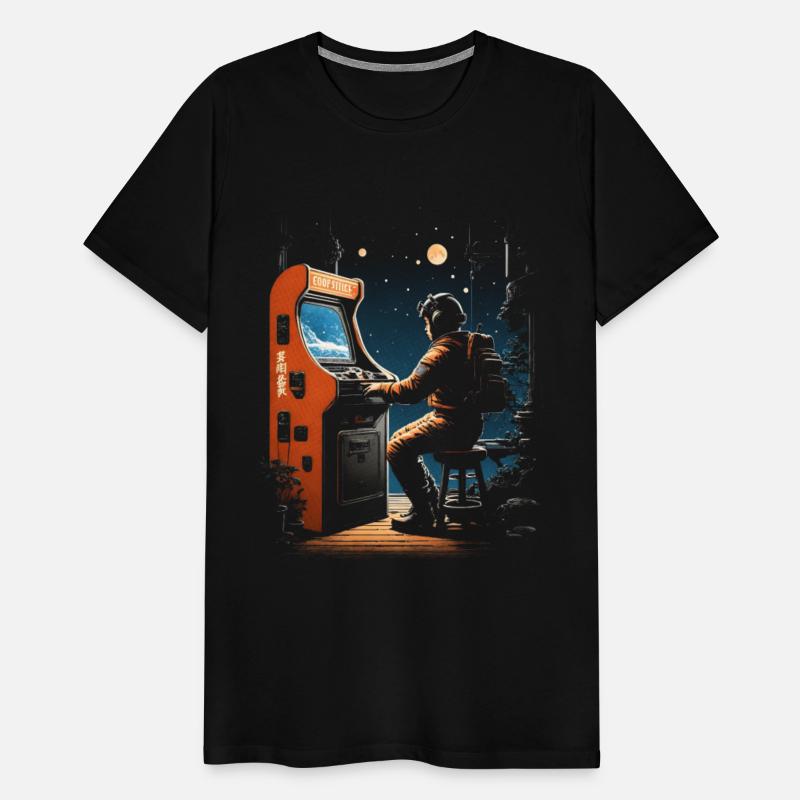 Lost Astronaut playing retro arcade console