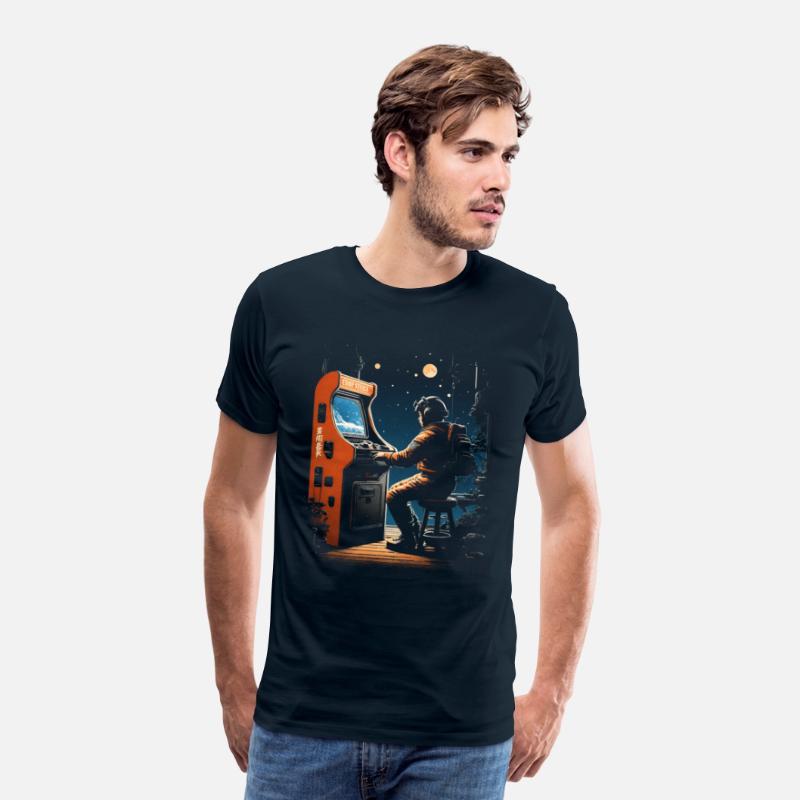 Lost Astronaut playing retro arcade console