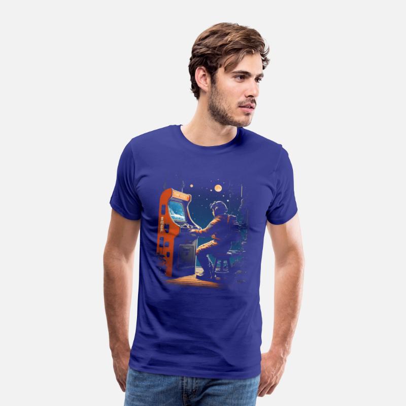 Lost Astronaut playing retro arcade console