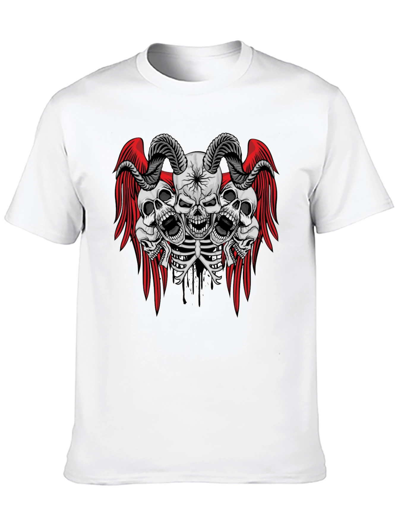 Skull & Horns Graphic Tee - Black