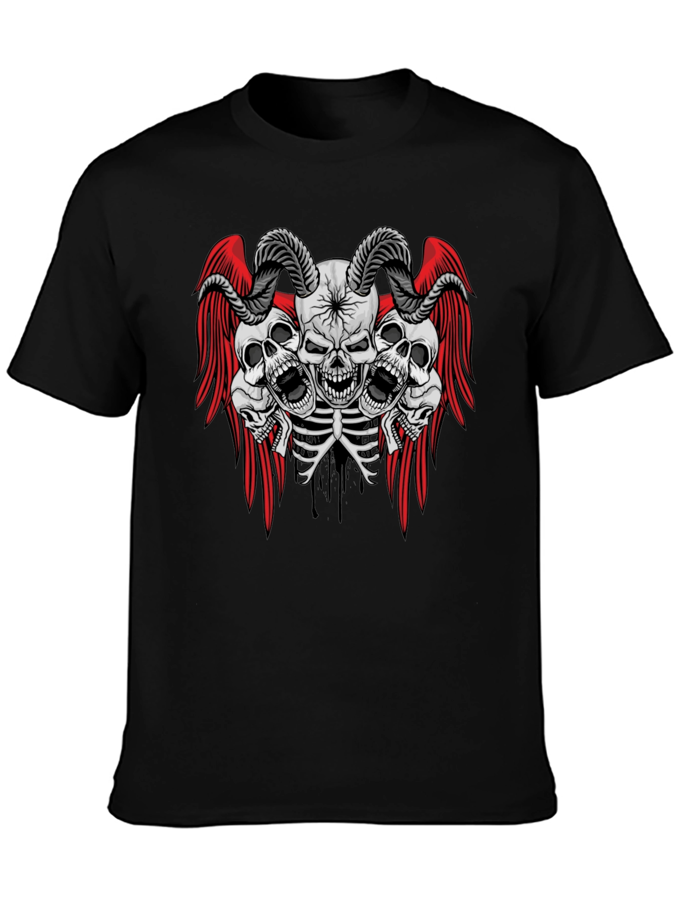 Skull & Horns Graphic Tee - Black