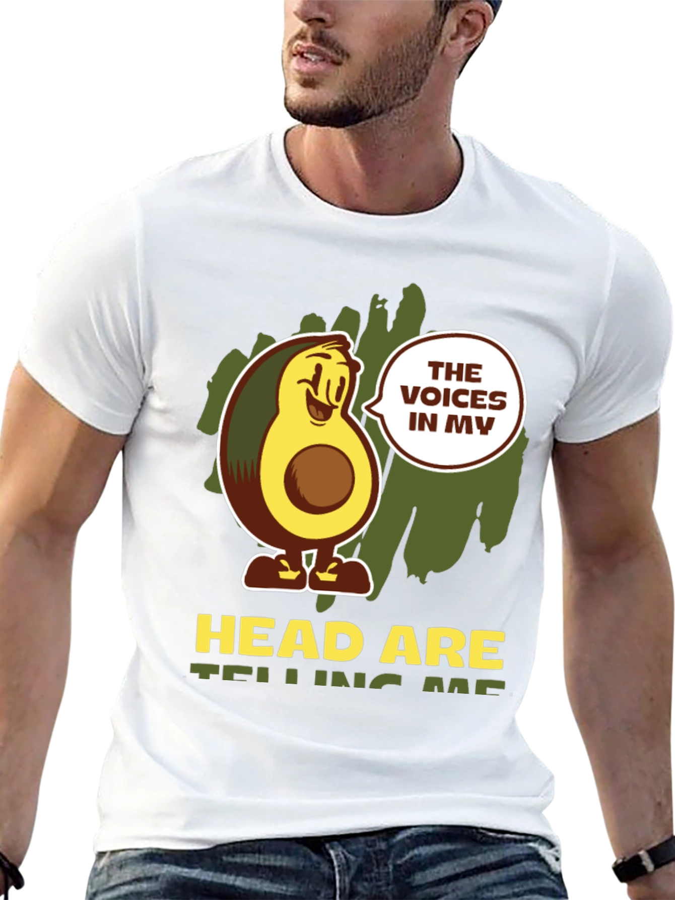 Avocado Head Voices Mens Graphic Tee