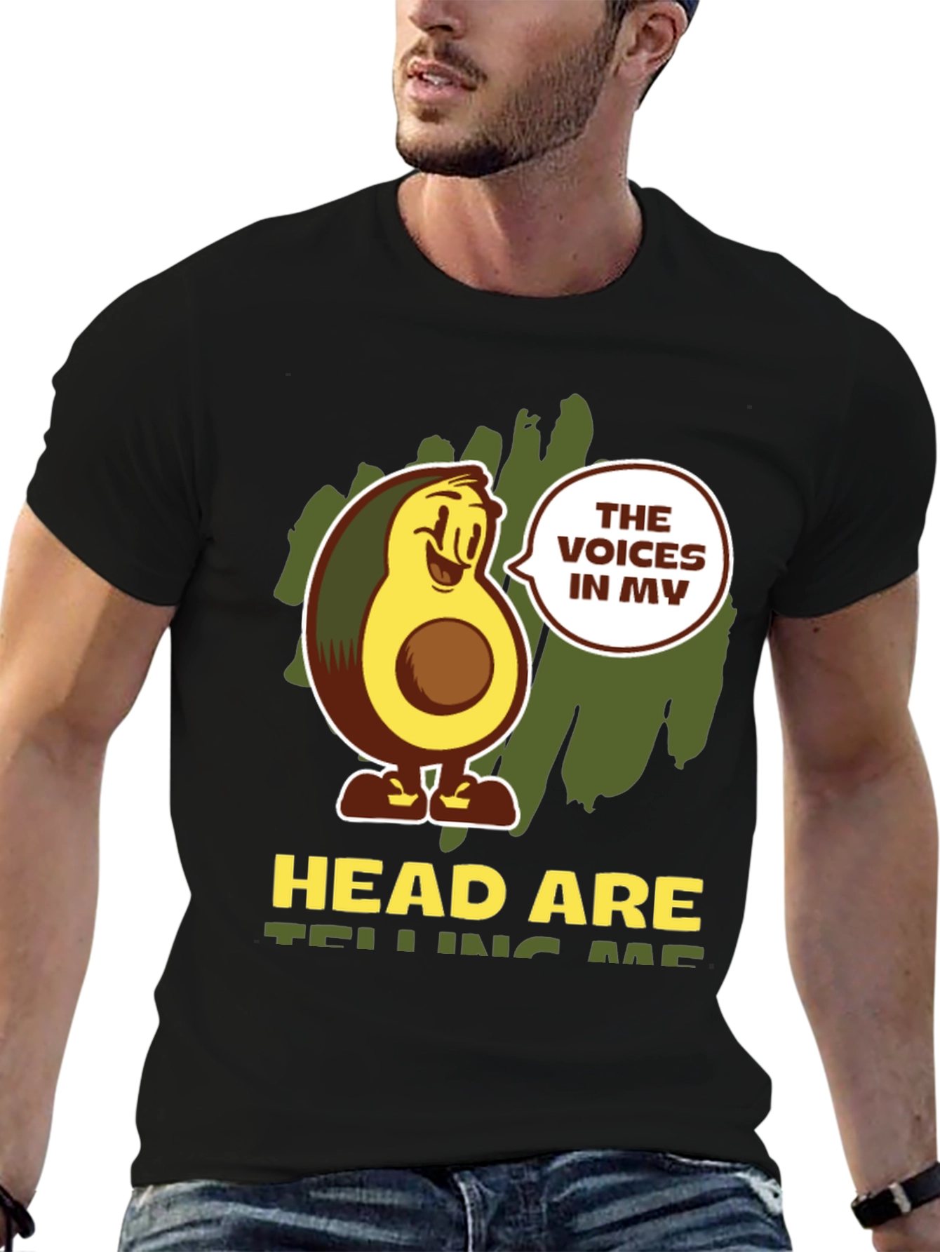 Avocado Head Voices Mens Graphic Tee