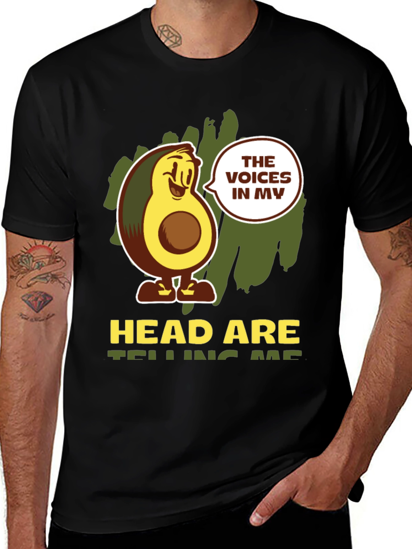 Avocado Head Voices Mens Graphic Tee