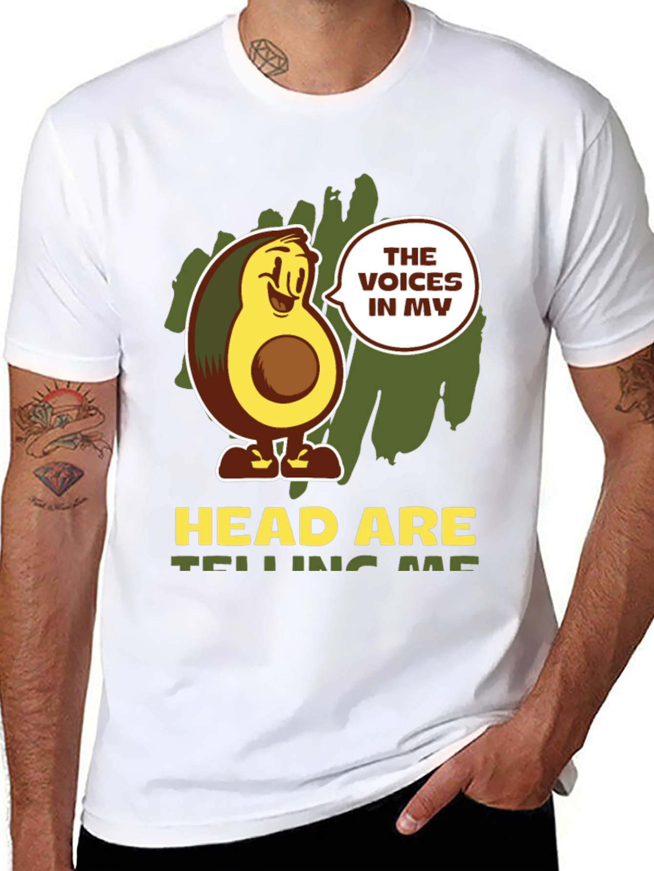Avocado Head Voices Mens Graphic Tee